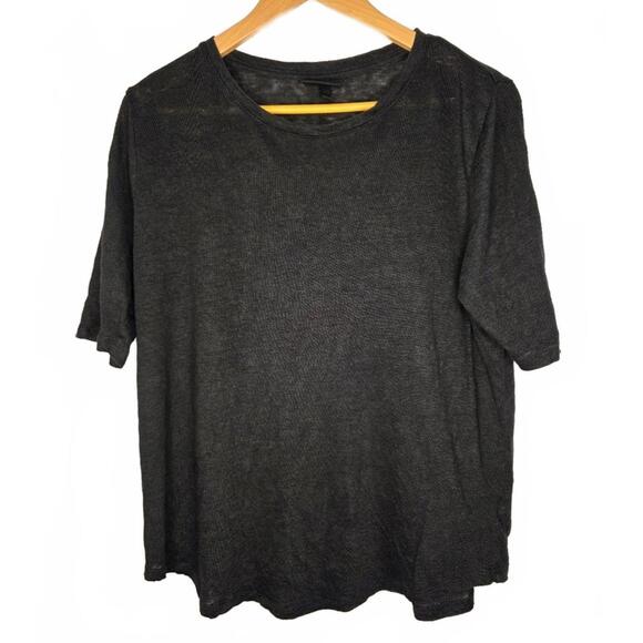 Who What Wear Tops - Who What Wear Black Boxy Linen Short Sleeve Top XL  Basic Capsule Casual Chic